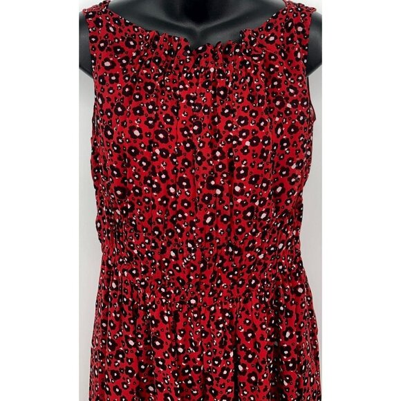 Anne Klein Midi Dress Size 6 Barn Red Combo Sleeveless Shift Side Zip Women New - Picture 2 of 11
